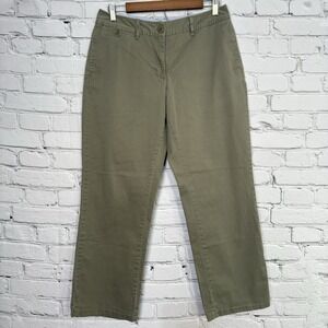 L.L. Bean‎ Womens Pants Size 8 Reg Olive Chino Favorite Fit Stretch Straight Leg